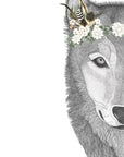 Willow the Wolf with Luxe Feather Crown
