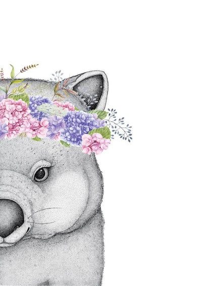 Winnie the Wombat with Hydrangea Crown