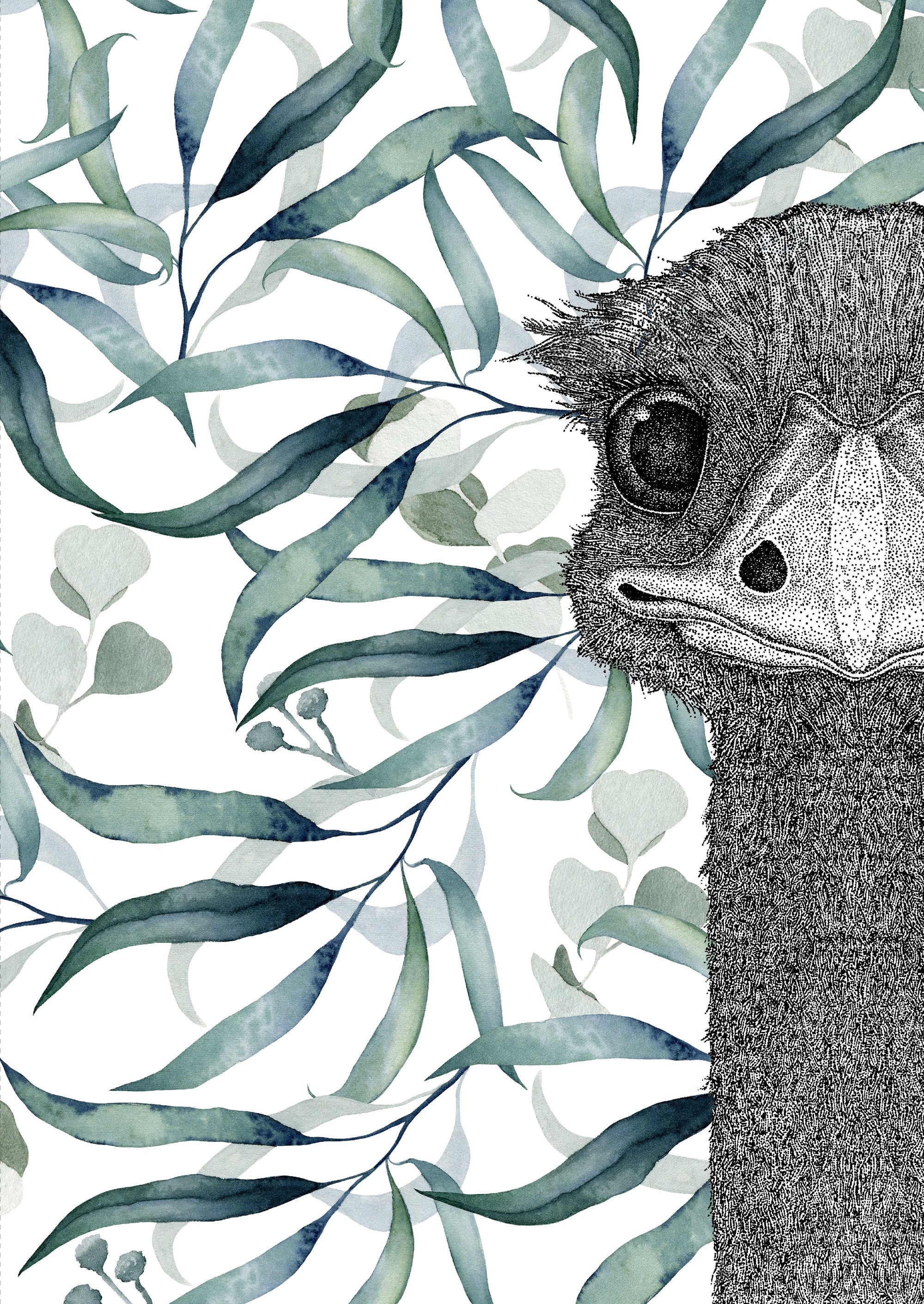 Eva the Emu with Leaves