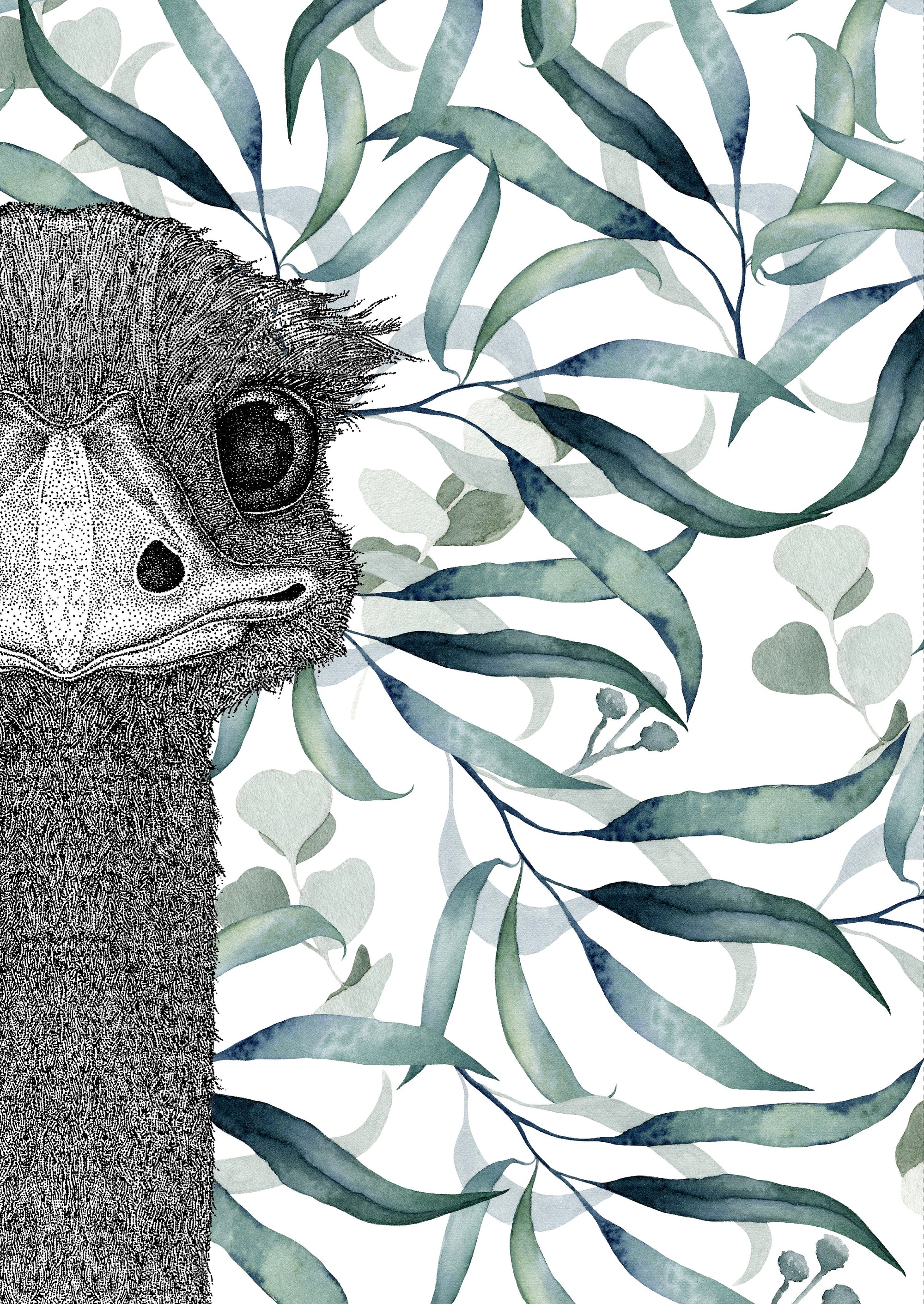 Eva the Emu with Leaves