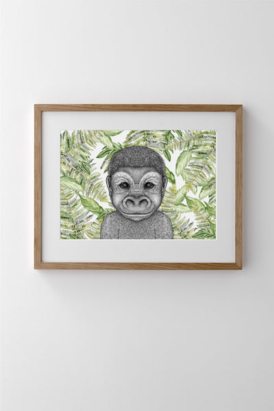 Guy the Gorilla with Fern Leaves- Full Face