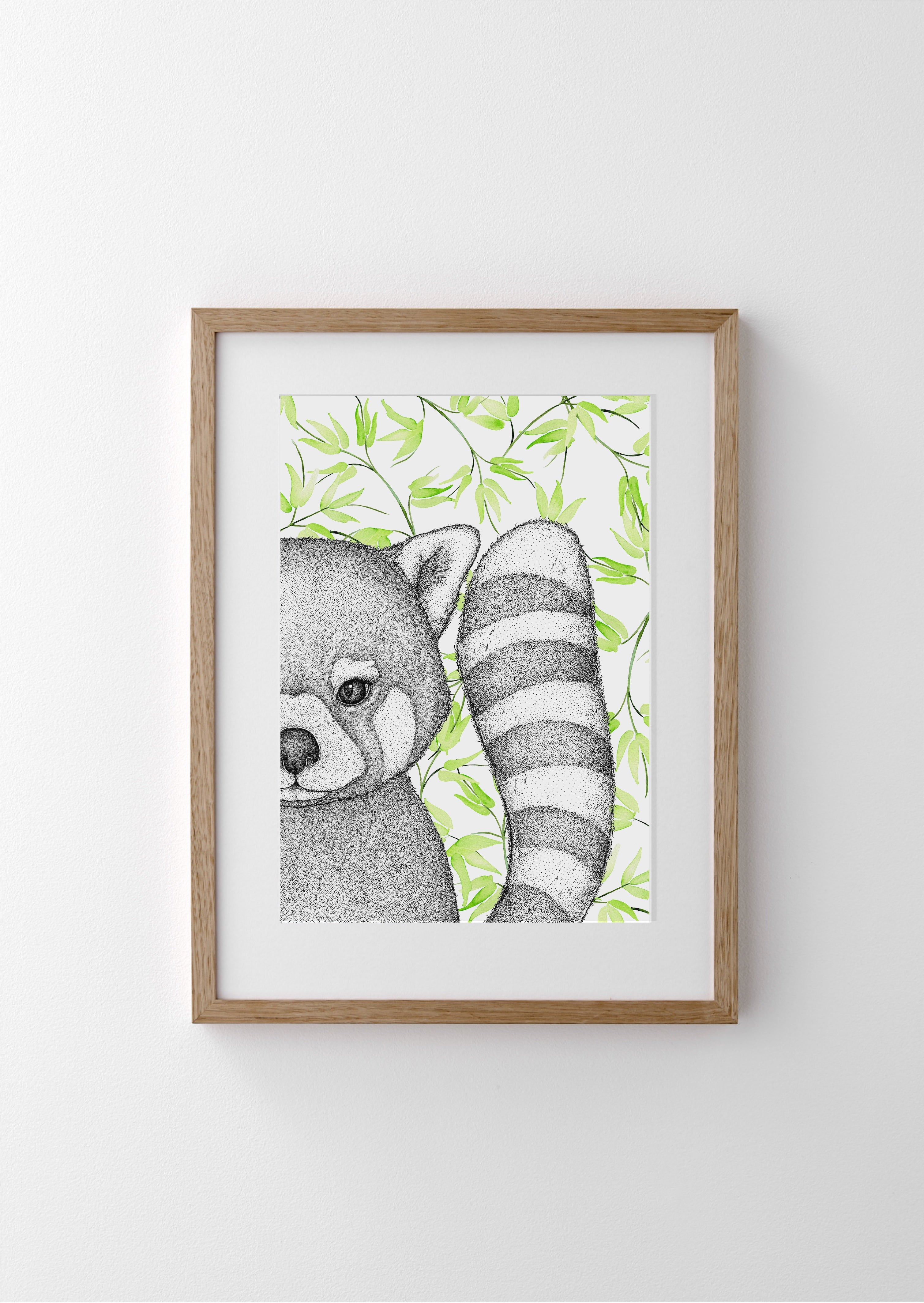 Bamboo Rafi Rafi the Red Panda with Bamboo Leaves – Dots by Donna