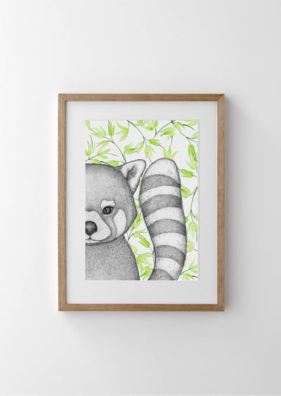 Rafi the Red Panda with Bamboo Leaves