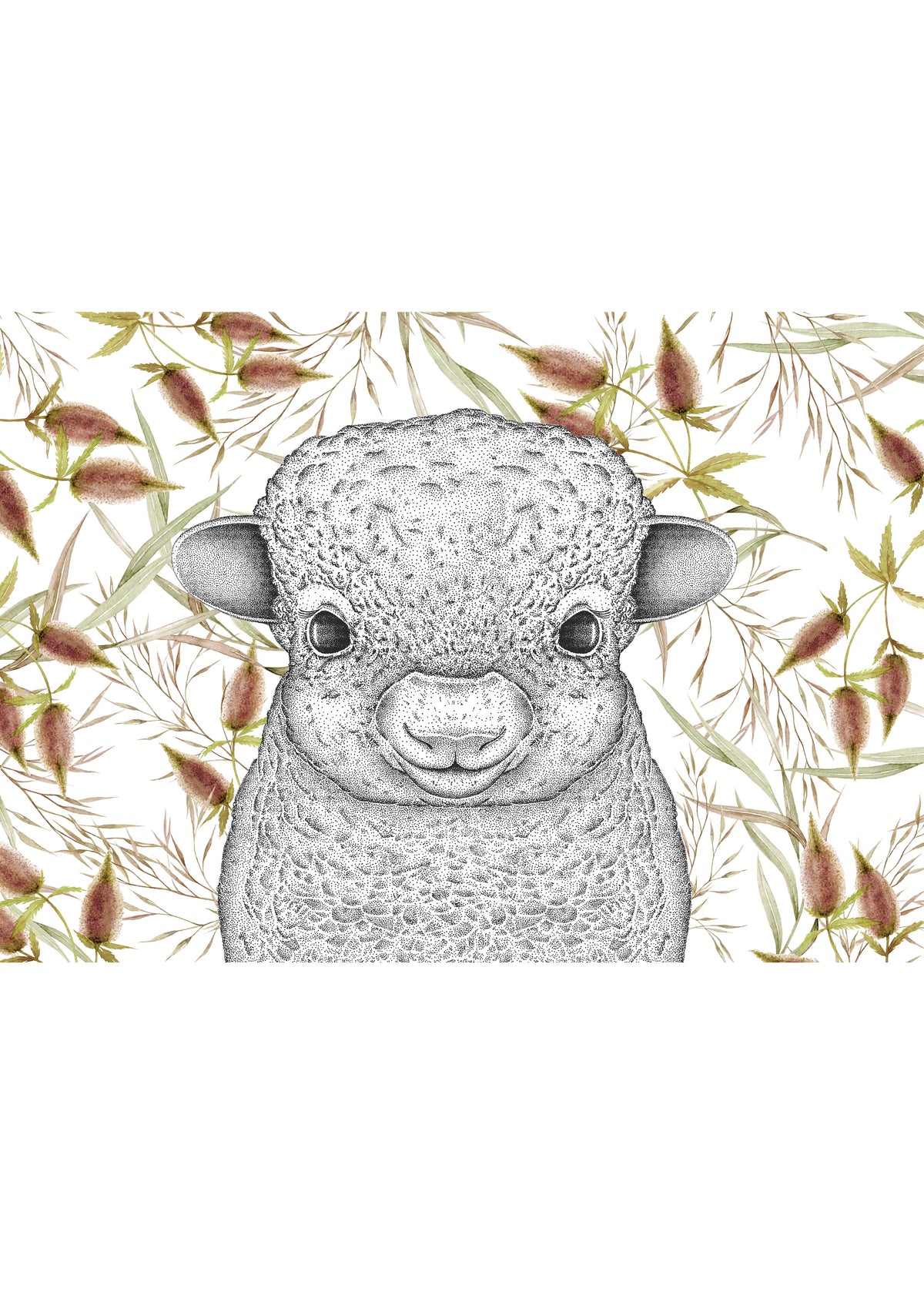 Sam the Sheep with Leaves - Full Face