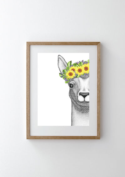 Austin the Alpaca with Sunflower Crown