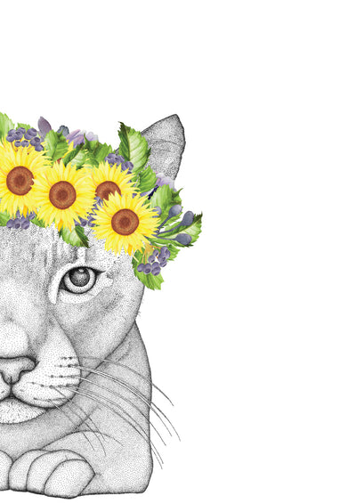 Catherine the Cat with Sunflower Crown