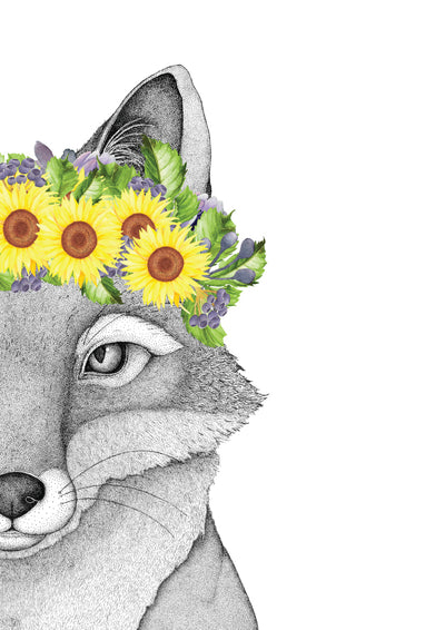 Franklin the Fox with Sunflower Crown