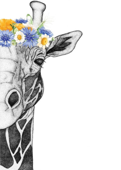 Georgi the Giraffe with Flower Crown- Neutral