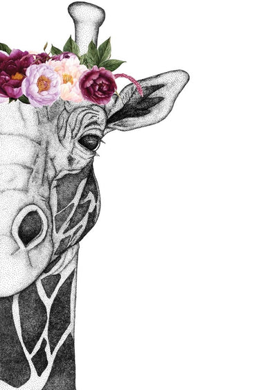 Georgi the Giraffe with Flower Crown- Pink