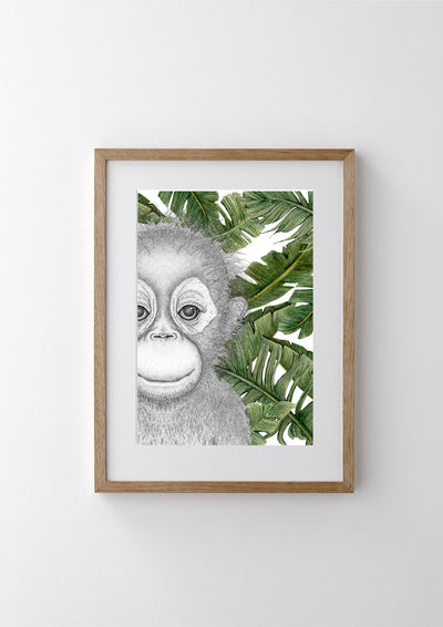 Ollie the Orangutan with Banana Leaves