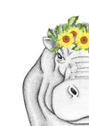 Harper the Hippo with Sunflower Crown