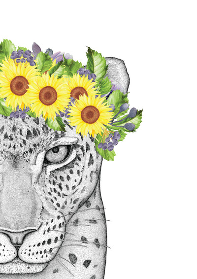 Luca the Leopard with Sunflower Crown