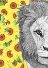 Leo the Lion with Sunflower Background