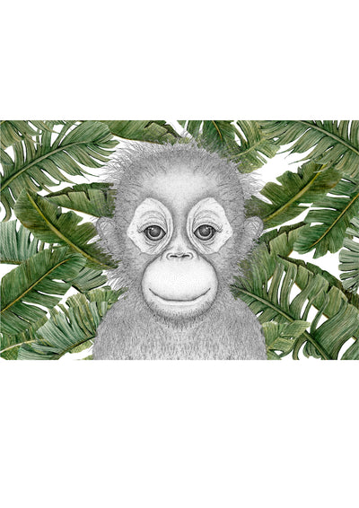 Ollie the Orangutan with Banana Leaves- Full Face