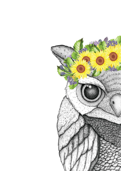 Olivia the Owl with Sunflower Crown