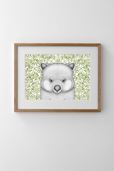 Walter the Wombat with Gum Leaves- Full Face