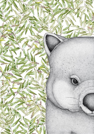 Walter the Wombat with Gum Leaves