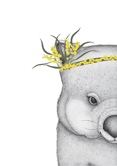 Winnie the Wombat with Wattle Crown