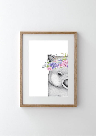 Winnie the Wombat with Hydrangea Crown