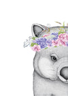 Winnie the Wombat with Hydrangea Crown