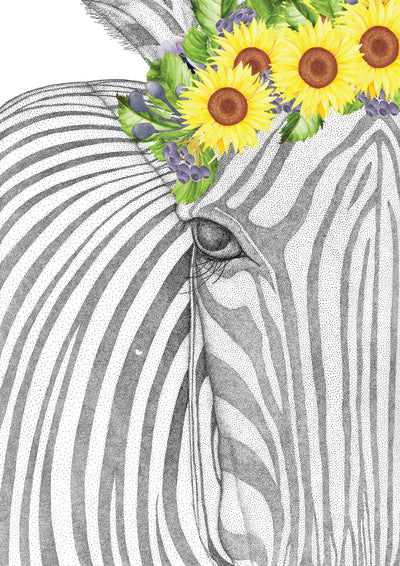 Zane the Zebra with Sunflower Crown