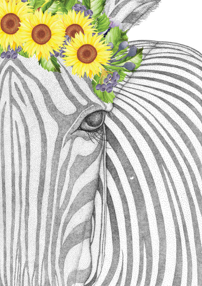 Zane the Zebra with Sunflower Crown