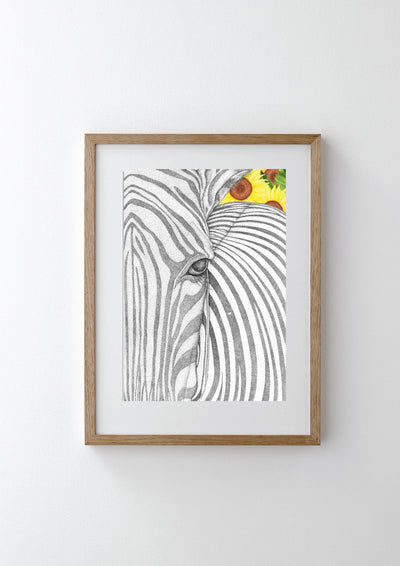 Zane the Zebra with Sunflower Background