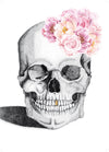Luxe Skull with Flower Crown and Gold Foil Leaf Tooth